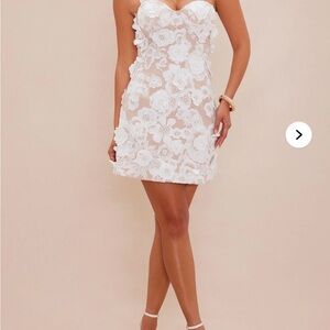 Elegant White Floral Lace Dress